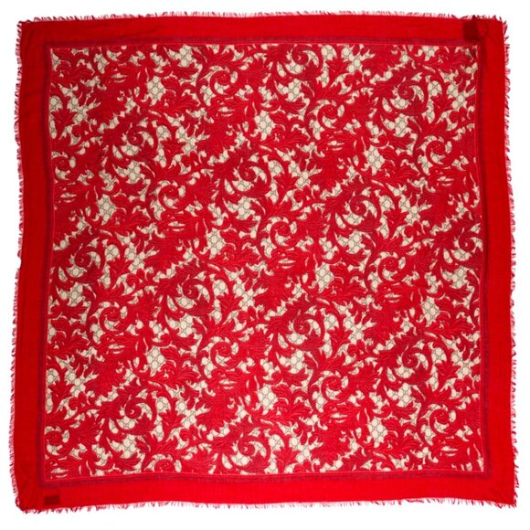 Gucci monogrammed Arabesque red silk shawl - Picture 1 of 7